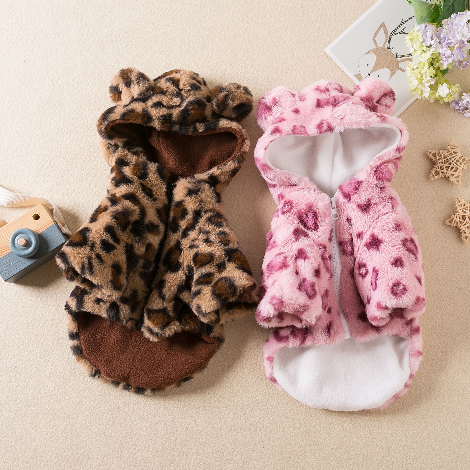 Odd Pet Leopard Print Thickened Dog Cat Coat Leopard Pink XL view 4