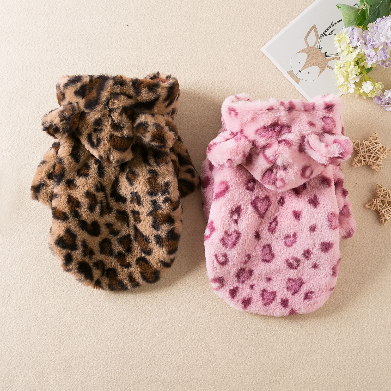 Odd Pet Leopard Print Thickened Dog Cat Coat Leopard Brown M view 3