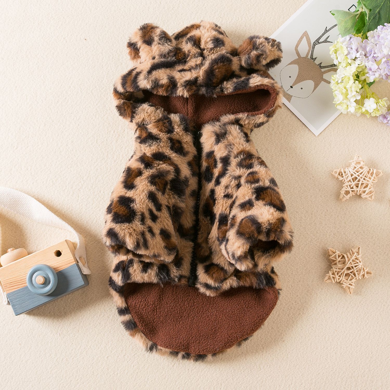 Odd Pet Leopard Print Thickened Dog Cat Coat Leopard Brown XL view 6