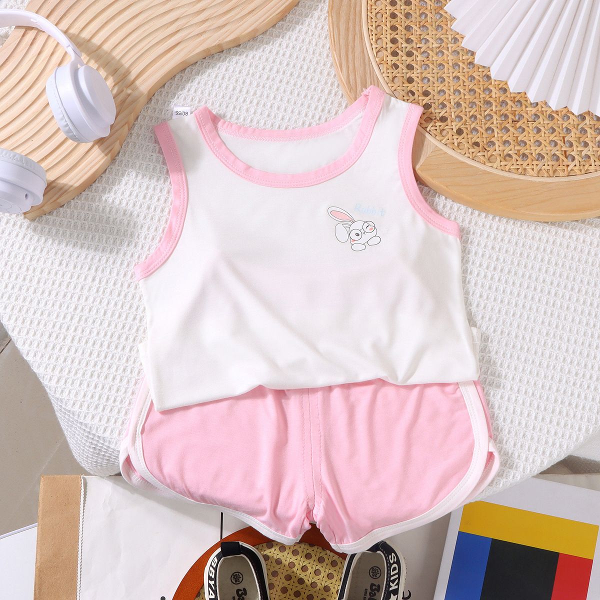 Happy Child Companion Boys Girls Summer 2pc Set Modal [Navy Blue]] 90cm view 2