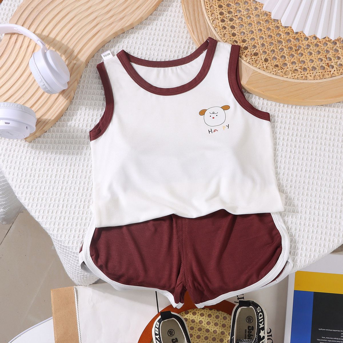 Happy Child Companion Boys Girls Summer 2pc Set Modal baby blue] 90cm view 2