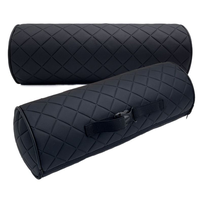 Car Neck Pillow Leather Round 30cm Black CAMEL view 2