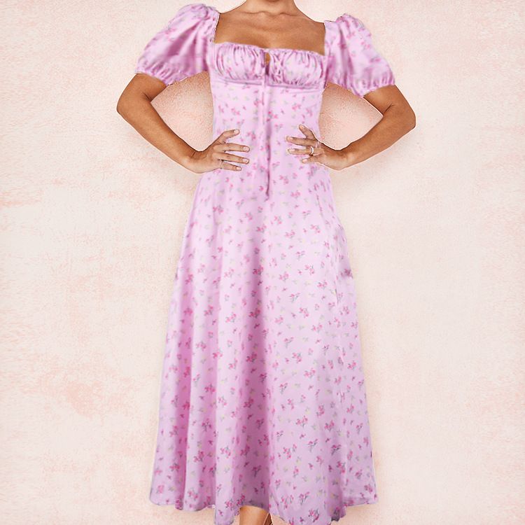 Hongyi Floral Long Dress Summer 2026 New pollen floret Size: L