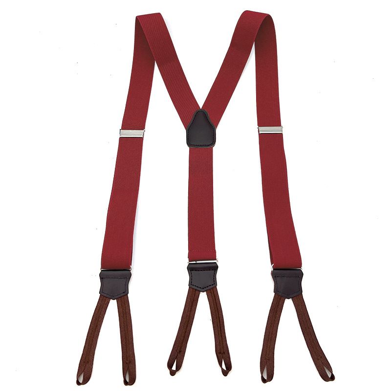 Men's Leather Elastic Suspenders 3.5cm 6 Clips White view 2