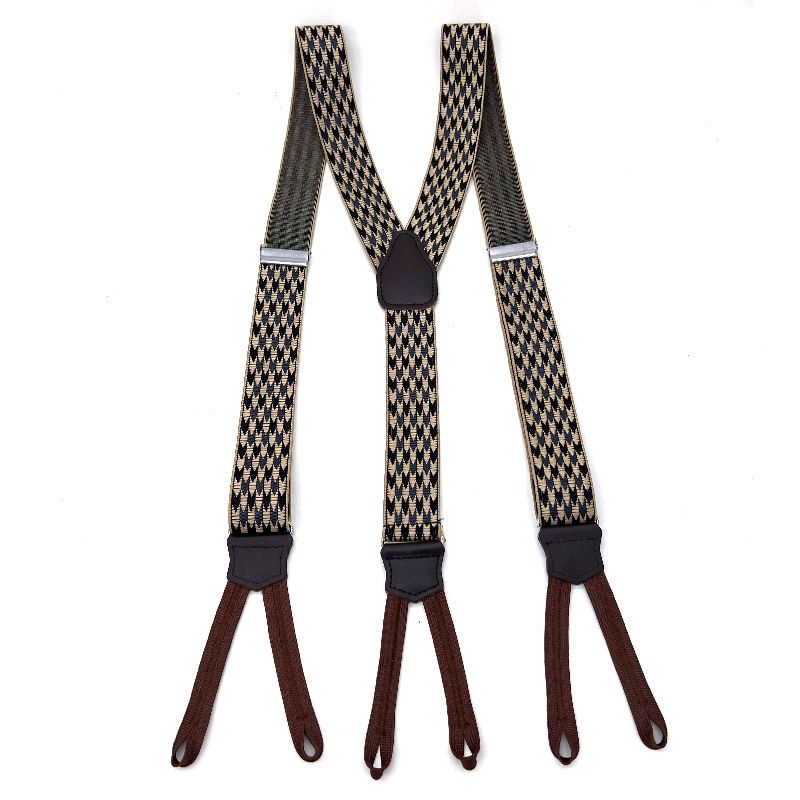 Men's Leather Elastic Suspenders 3.5cm 6 Clips White view 5