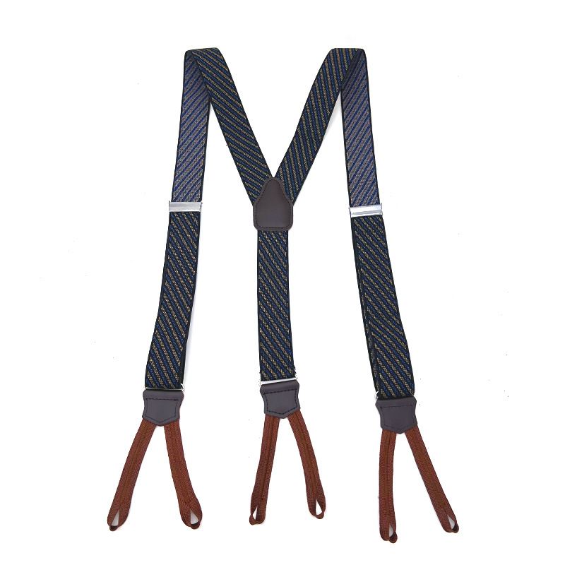 Men's Leather Elastic Suspenders 3.5cm 6 Clips Sapphire Blue view 4