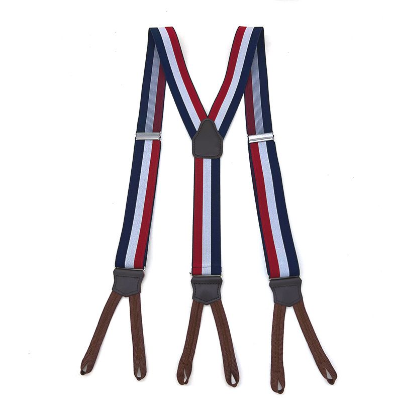 Men's Leather Elastic Suspenders 3.5cm 6 Clips Sapphire Blue view 5