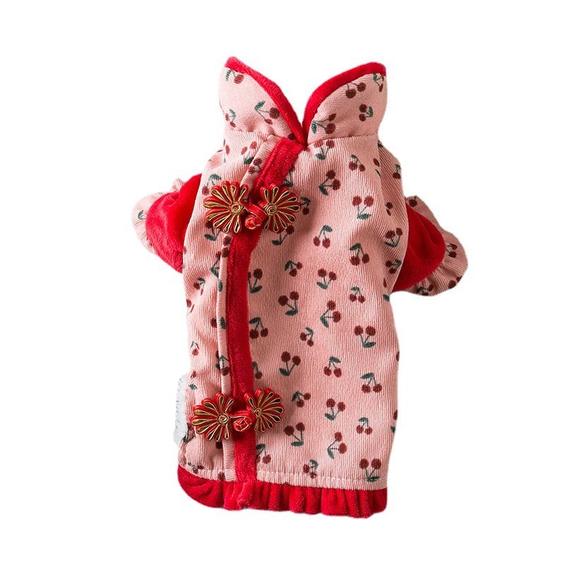 Dog Clothes Tang Suit Odd Pet Two-legged Winter Warm Chrysanthemum small Tang view 7