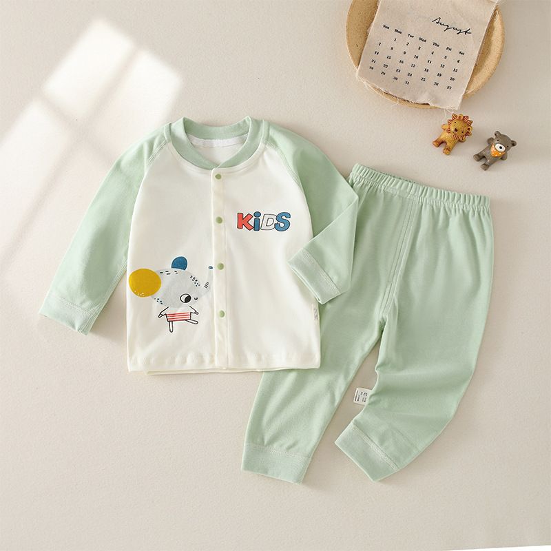 It's Warm Baby Cotton Two Piece Set Long Sleeve Cartoon mouse (green) 73CM view 3