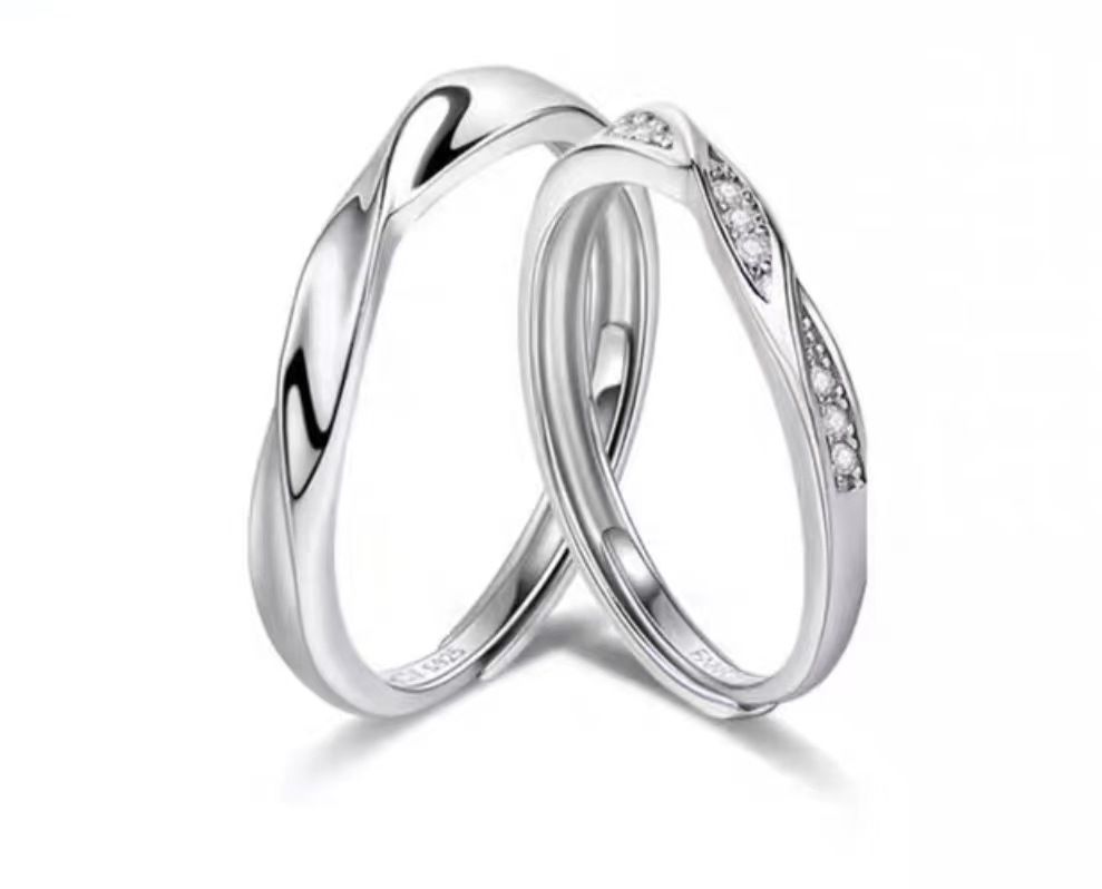 Fang qi Copper Mobius Ring for Couple Twin knot Women's
