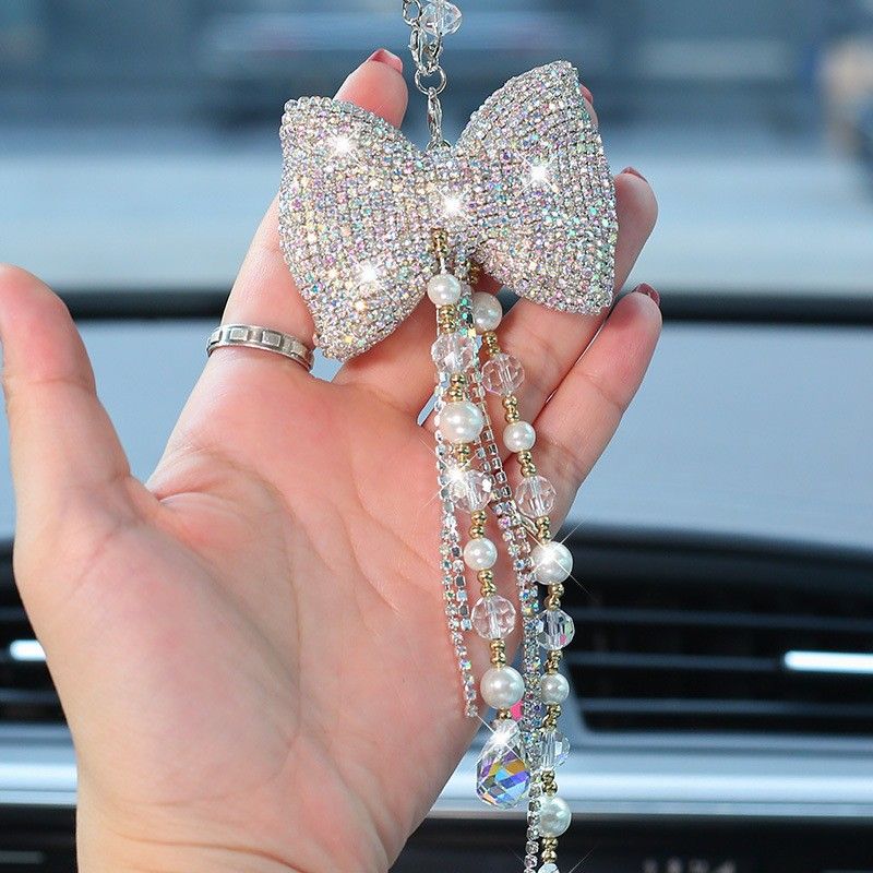 Car Rearview Mirror Pearl Diamond Pendant G001106 AB colored diamond view 3