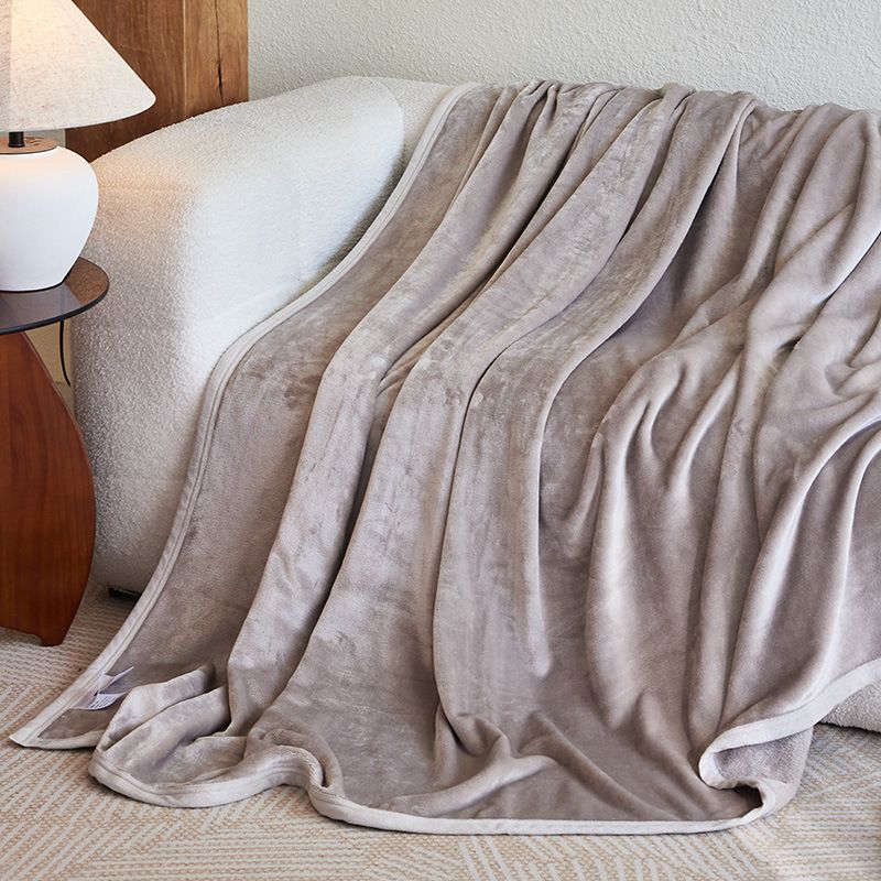 Mianyu Coral Velvet Blanket Solid Color 100X120CM Khakis 120x 200cm + view 3