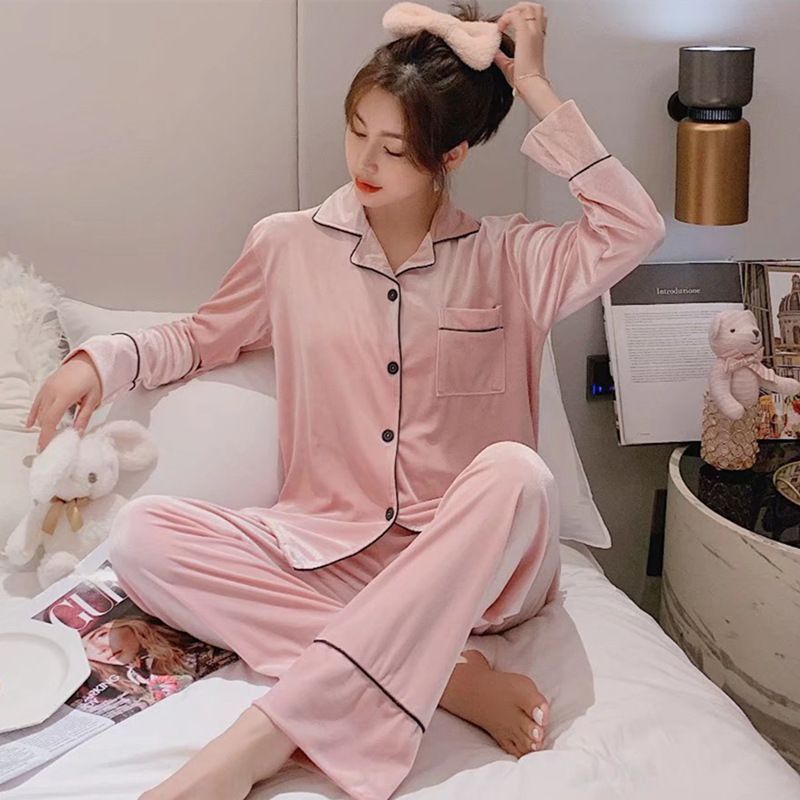 Women Winter Velvet Sleepwear Set Long Sleeve Pure White Female XL view 4