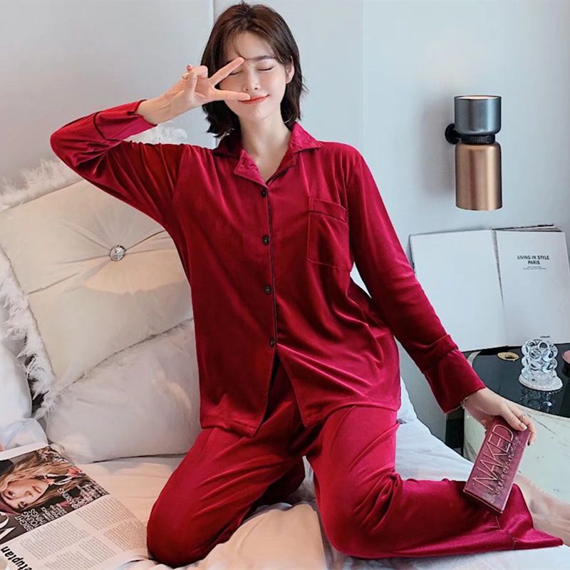 Women Winter Velvet Sleepwear Set Long Sleeve Pure White Female 3xl view 5
