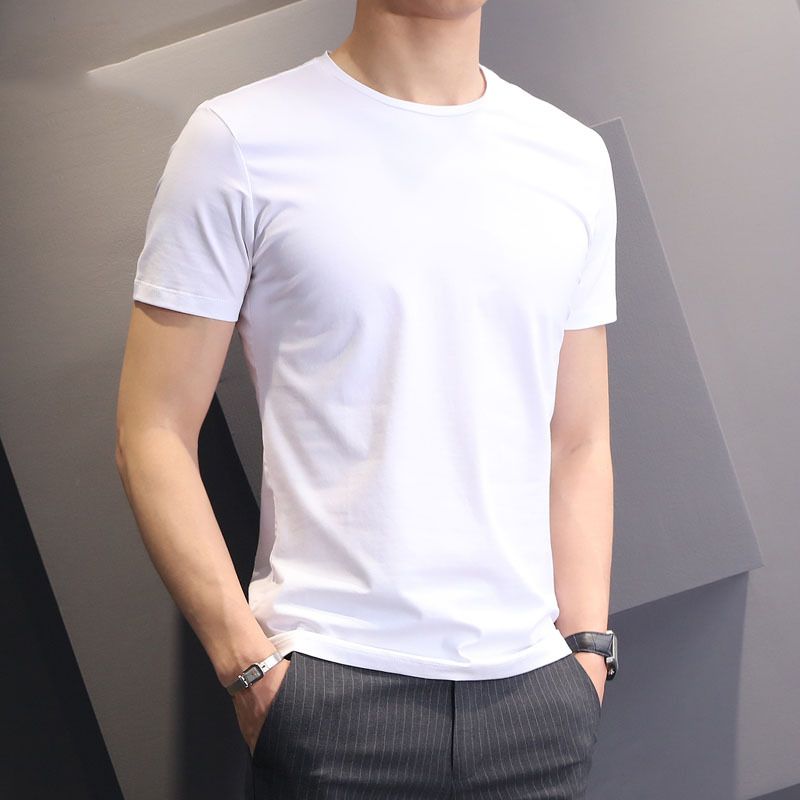 Men Tshirt White Slim Fit Short Sleeve White [slim edition]]