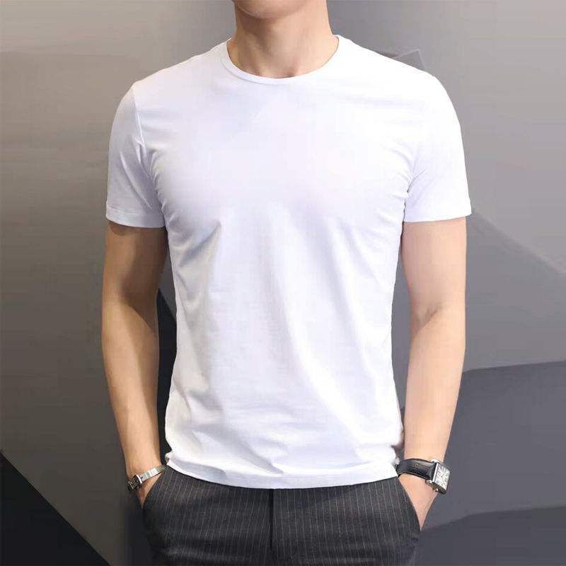 Men Tshirt White Slim Fit Short Sleeve Black [loose version]] XL view 6