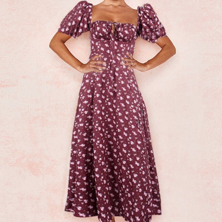 Hongyi Floral Long Dress Summer 2026 Burgundy 2XL Size: XXL