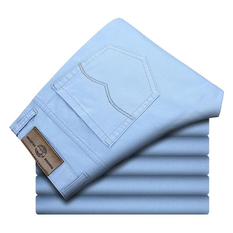 Tao Shang Pai Mens Cotton Chinos Straight Trousers Light blue 29 view 2