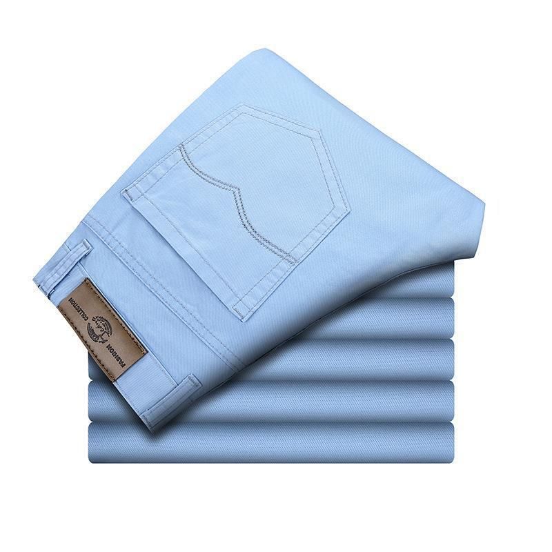 Tao Shang Pai Mens Cotton Chinos Straight Trousers Light blue 29 view 4
