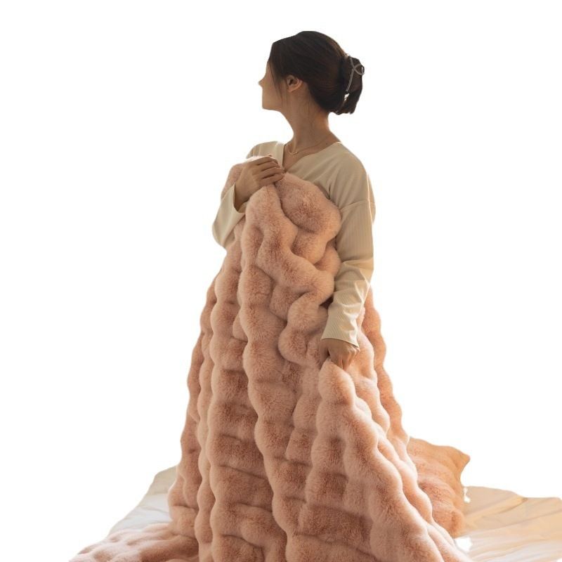 Velvet Blanket Polyester 180x200cm Creamy White smoke gray 200*230cm view 4