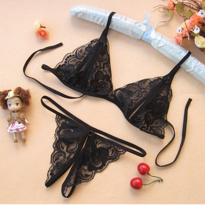 Yunfangyan Lace T Panties Bow Crotch Free Nylon Black [single bow]] Average view 5