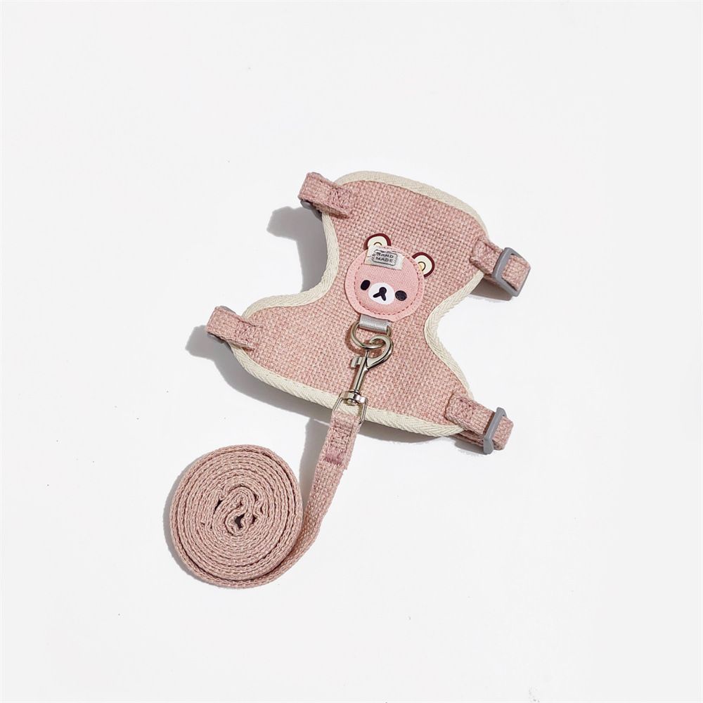 Adjustable Bear Chest Harness for Small Dogs and Cats Pink bear M code view 5