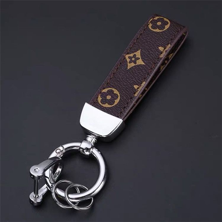 Car Keychain Metal Patterned Waist Hanging Golden brown lattice view 3