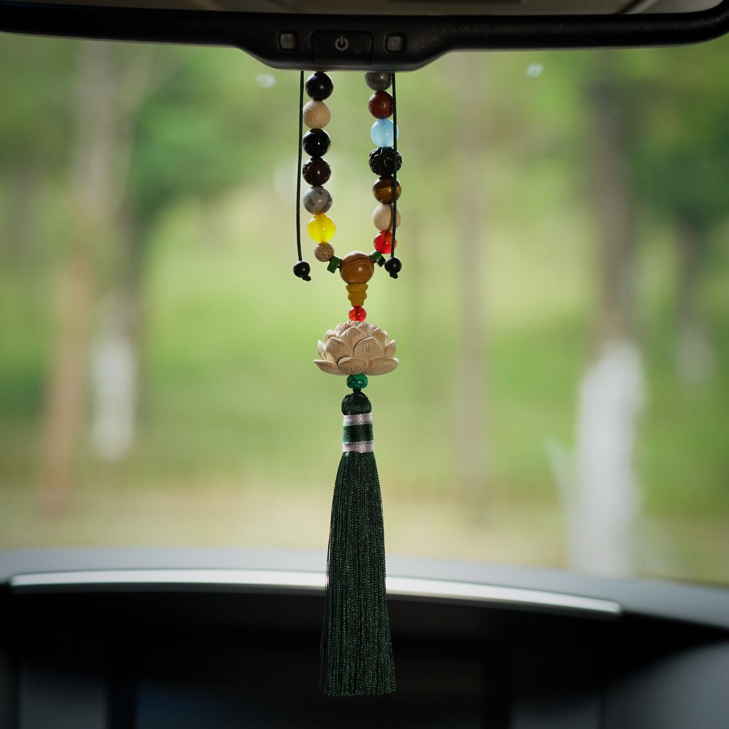 Car Ornament Xiangbaihui Bamboo Root GS155 Green tassel (boxwood Lotus) view 2