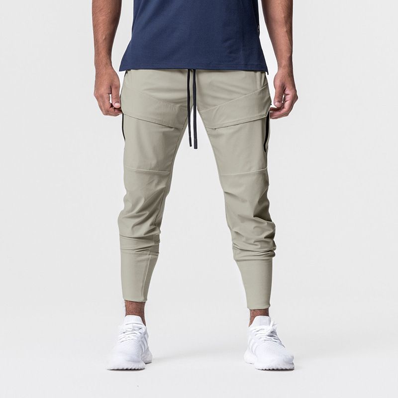Men Polyester Jogger Pants Spring Autumn Apricot L view 6