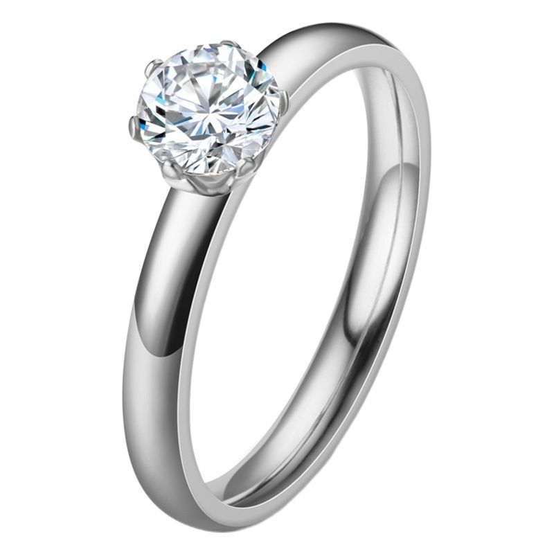 Stainless Steel 3mm Diamond Ring Unisex 3mm steel color diamond No. 10 view 2