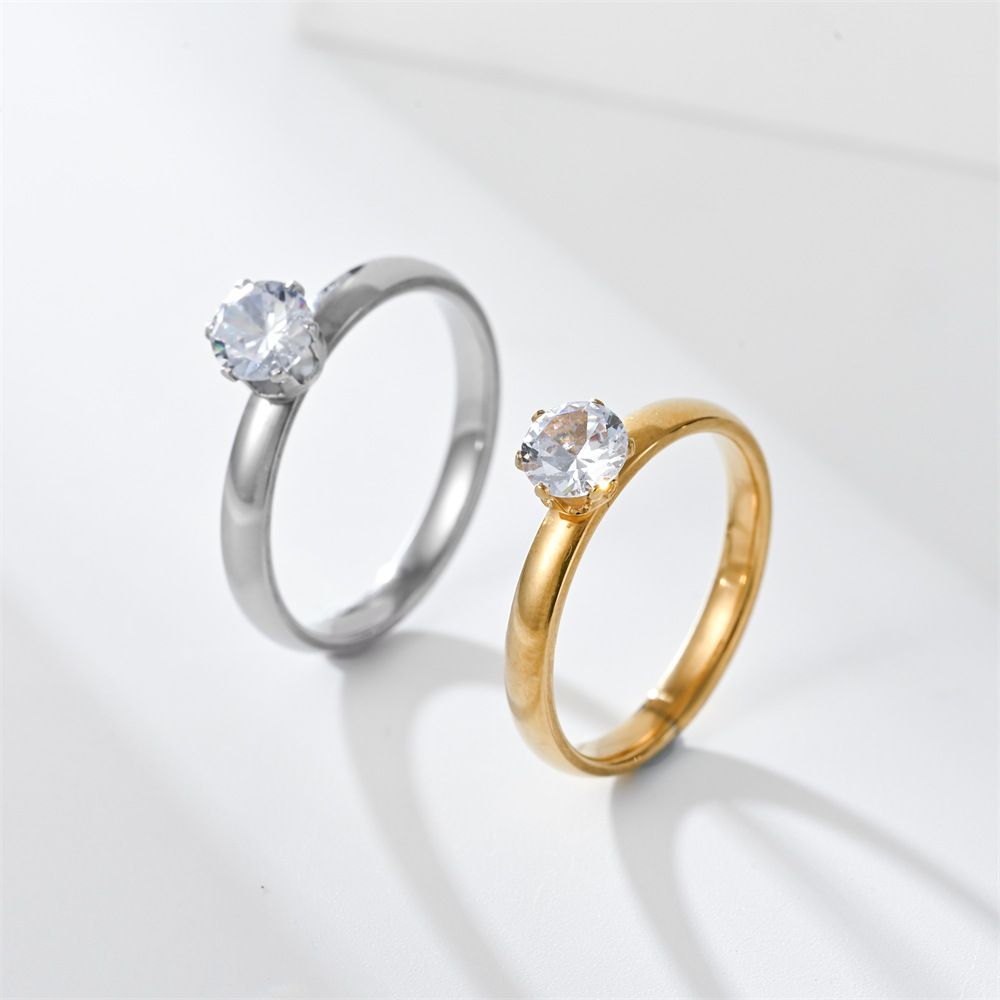 Stainless Steel 3mm Diamond Ring Unisex 3mm steel color diamond No. 10 view 6