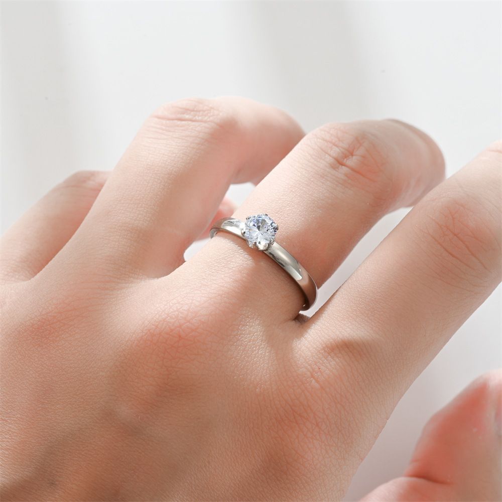 Stainless Steel 3mm Diamond Ring Unisex 3mm steel color diamond 12 view 7