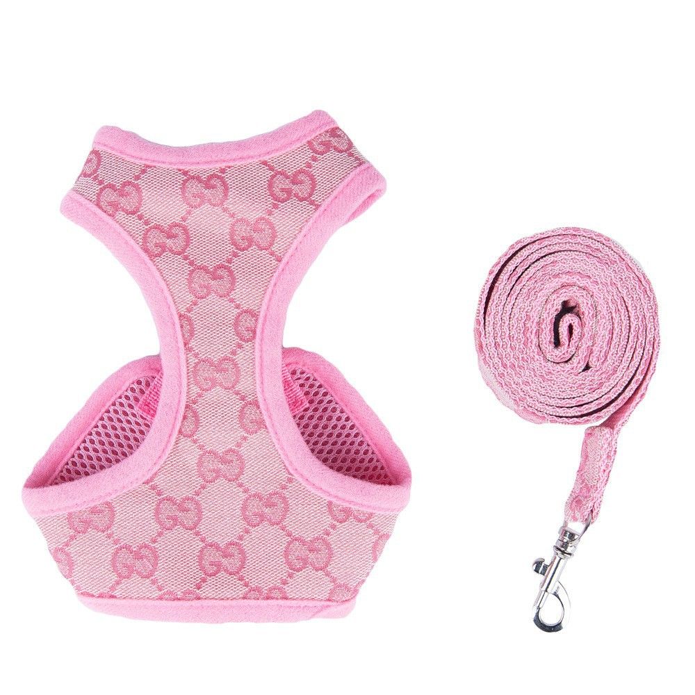 Happy Dog Harness Vest Adjustable Leash Set Polyester Pink S:0.08kg — image 1