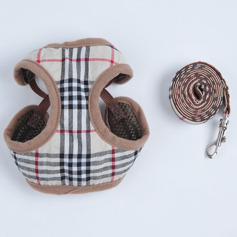 Happy Dog Harness Vest Adjustable Leash Set Polyester Khakis XS:0.06kg view 4