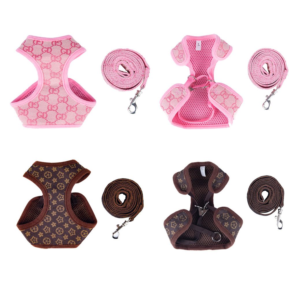 Happy Dog Harness Vest Adjustable Leash Set Polyester Khakis S:0.08kg view 2