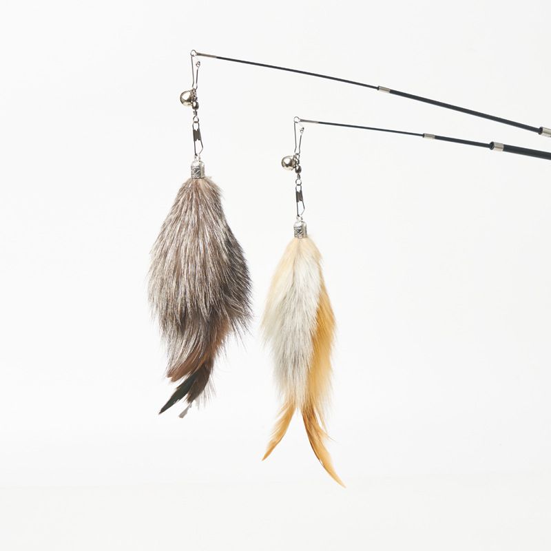 Fox Fur Cat Teasing Stick Aishangle Three Section Pure white fox fur pendant view 3