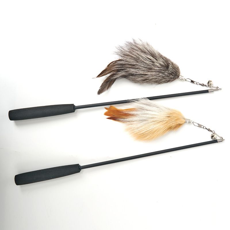 Fox Fur Cat Teasing Stick Aishangle Three Section Pure white fox fur pendant view 4