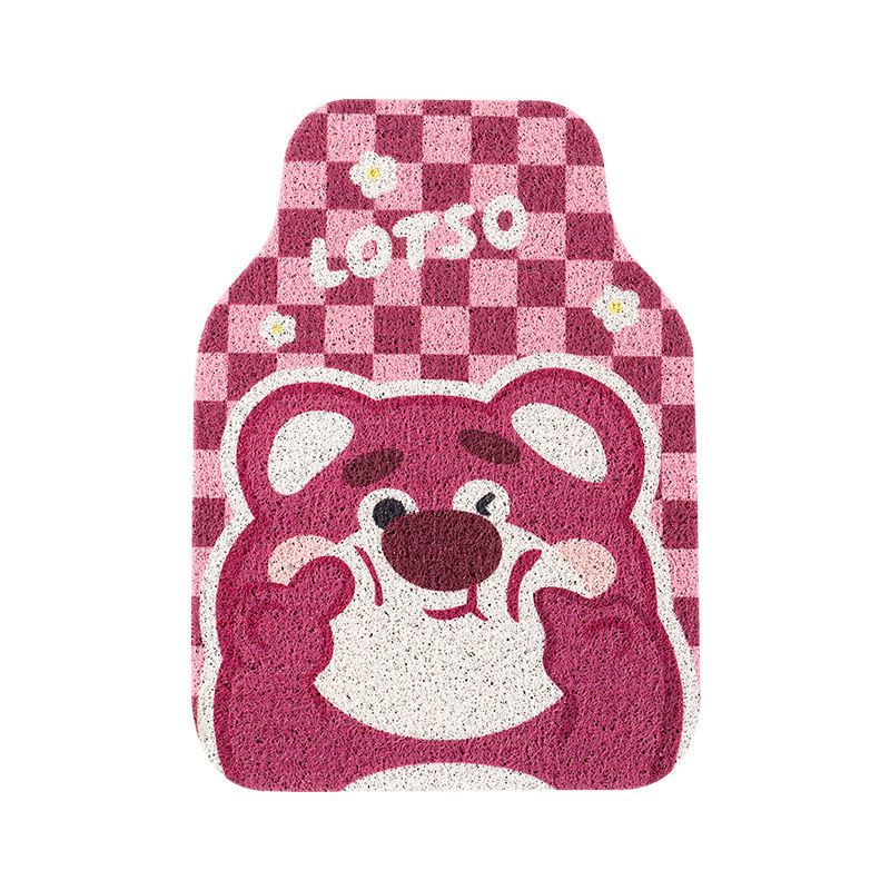 Cartoon Bear Car Floor Mats PVC Universal Non Slip Plaid bear Front 2 view 6