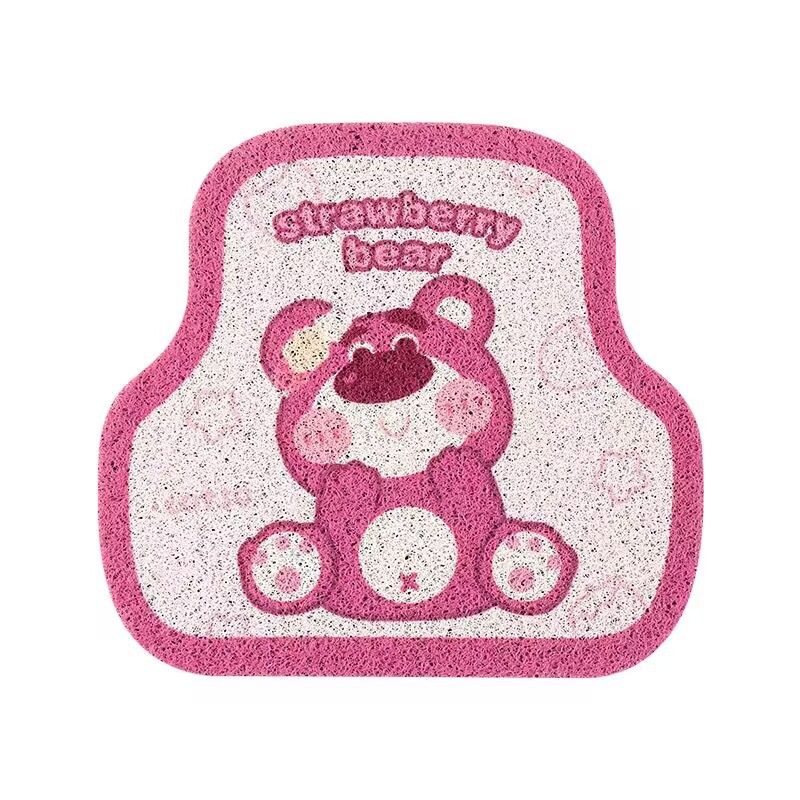Cartoon Bear Car Floor Mats PVC Universal Non Slip Sitting pink bear back 1 — image 1
