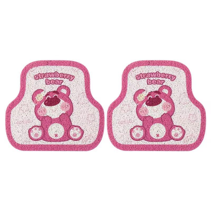 Cartoon Bear Car Floor Mats PVC Universal Non Slip Sitting pink bear rear 2 — image 1