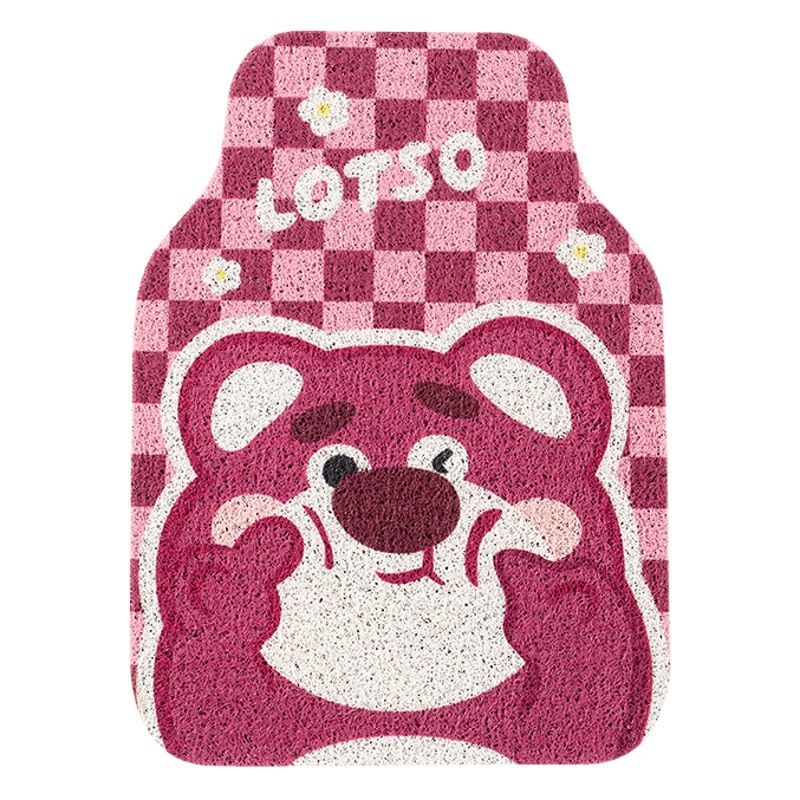 Cartoon Bear Car Floor Mats PVC Universal Non Slip Pink bear head back 1 view 2
