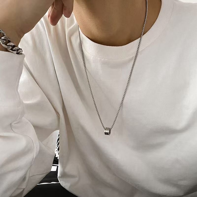 Titanium Steel Necklace Small Waist Pendant Unisex Small waist. 60cm titanium view 2