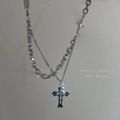 Alloy Cross Necklace O Chain 41-50cm Unisex High street three-layer cross necklace view 2