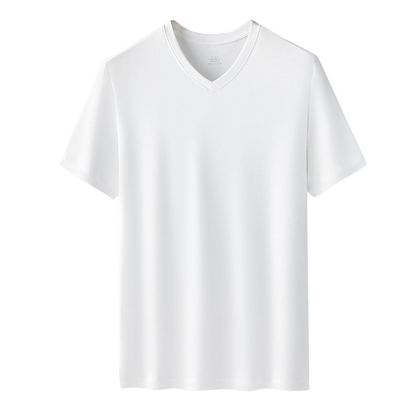 Kang Gongfang Men Modal T-Shirt Crewneck Short Sleeve V-neck-warm White L
