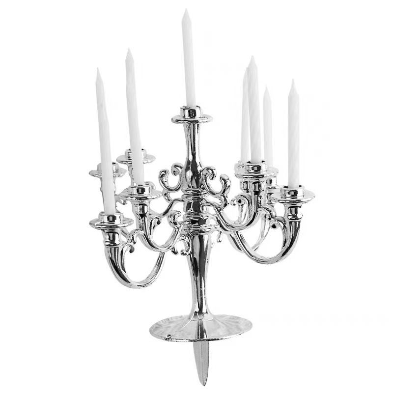 Retro Cake Candlestick Set with Candles Cross Silver (matching candle) view 4