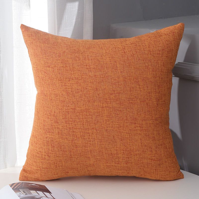 Le Su Cotton Linen Cushion Solid Color with Core 13# Orange 40*60-pillowcase