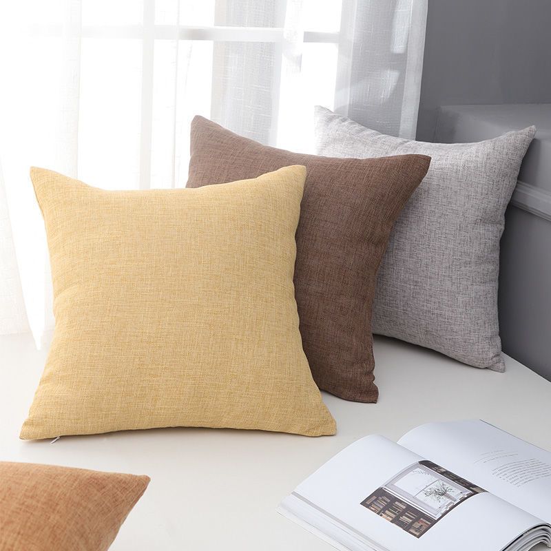 Le Su Cotton Linen Cushion Solid Color with Core 3# creamy-white 60X70-Single view 6