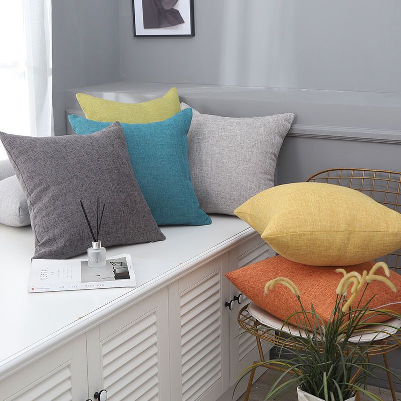 Le Su Cotton Linen Cushion Solid Color with Core 59# elegant gray view 4