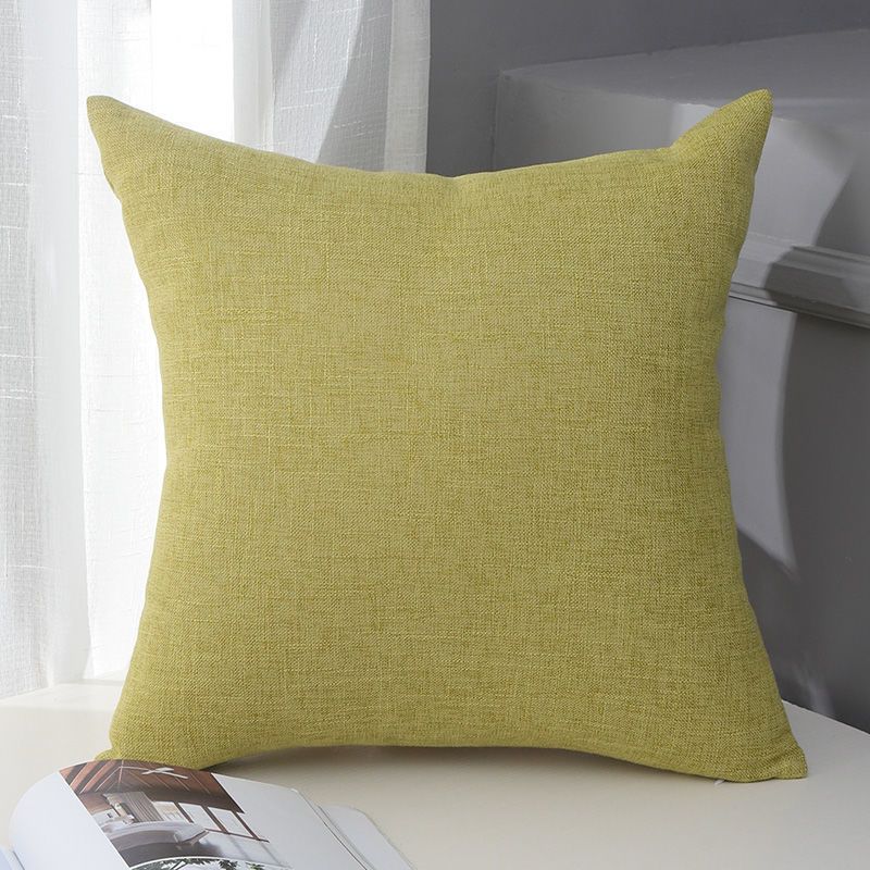 Le Su Cotton Linen Cushion Solid Color with Core 15# yellow green 40*60-single