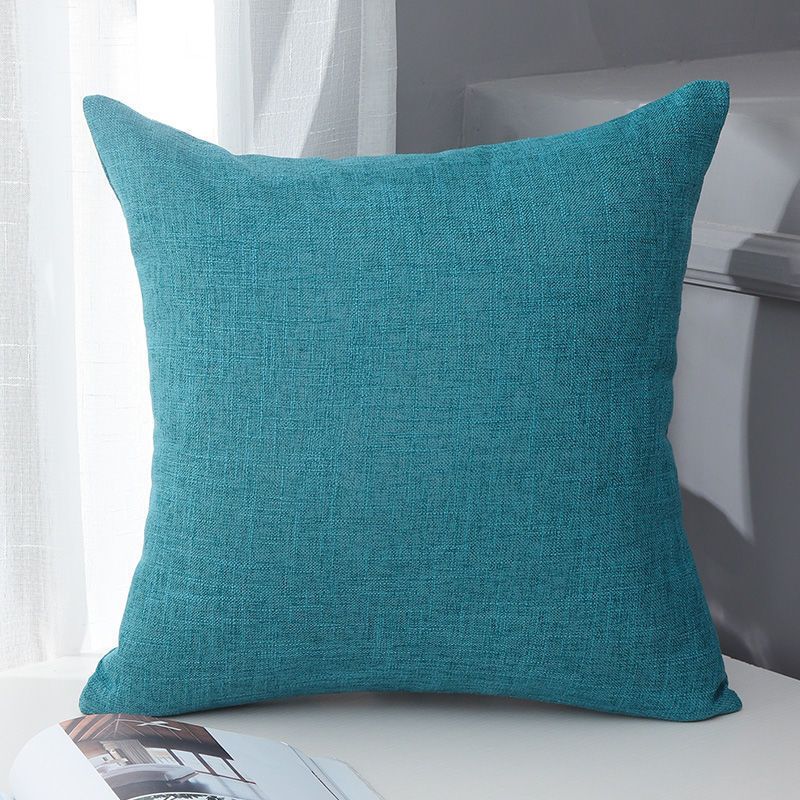 Le Su Cotton Linen Cushion Solid Color with Core 33# Blue 30*50-single pillowcase
